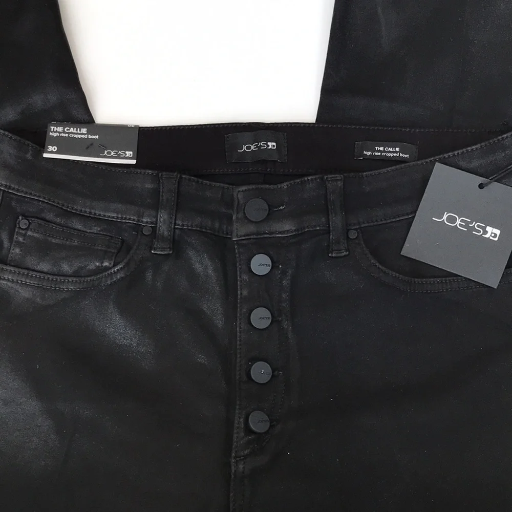 NWT Joe’s Jeans Callie Black Coated Denim High Rise Bootcut Crop Pants 28 & 30 - Picture 13 of 16